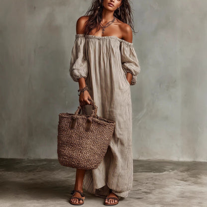 Women's Off-Shoulder Long-Sleeve Maxi Dress FitiqueFit