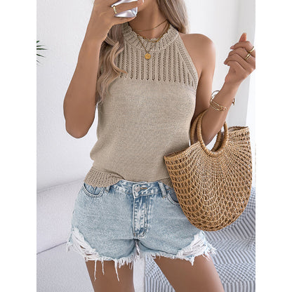 Women’s Summer Halter Tank Top – Sleeveless Racerback Knit Sweater Vest FitiqueFit