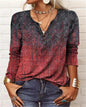 Women's Ethnic Print V-Neck Long Sleeve Loose T-Shirt FitiqueFit