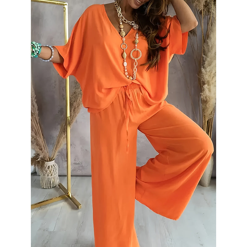 Women’s Lounge Set with Wide Leg Pant FitiqueFit