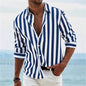 Striped Print Shirt Casual Loose Long-sleeved Shirt Men's Clothing SnagBag