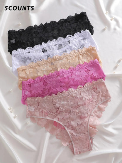 Women'S Sexy Lace Underwear Set, Fitted Comfort Breathable Panties, Multi-Color Hollow Out Lingerie for Women Daily Wear, Womenswear