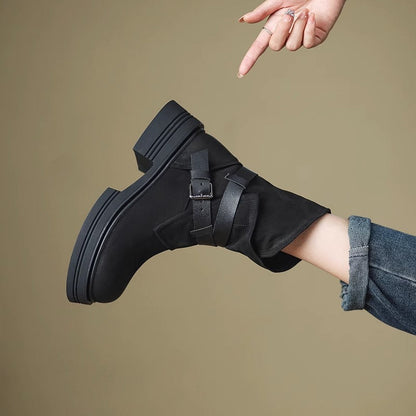 Women’s Brown Retro British-Style Ankle Boots | Autumn Winter Boots FitiqueFit