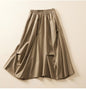 Women's Summer All Cotton Loose Western Style Mid-length Draping A- Line Skirt Grayceful LLC