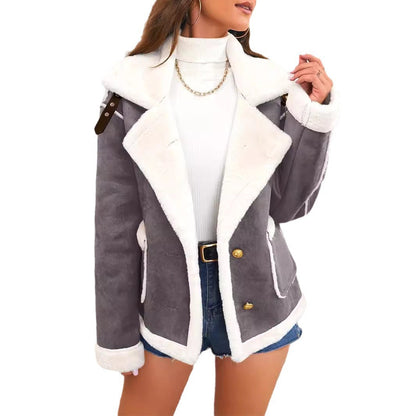 Fashion Polo Collar Plush Jacket Winter Warm Casual Jacket See size chart under “more details” The Fashion Celestial
