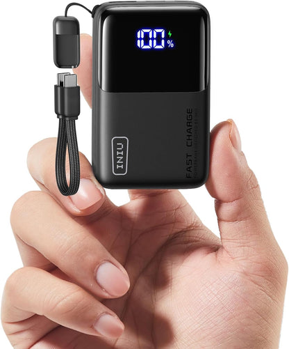 Ultra Mini 10,000mAh Portable Charger with 45W Fast Charging and Detachable Cable - Flight-Safe USB-C Power Bank for Smartphones and Tablets including iPhone, Samsung, Google, and Xiaomi New Era Fashion LLc
