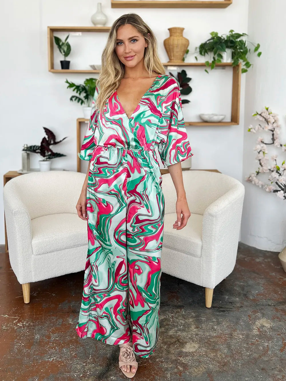 Double Take Full Size Half Sleeve Wide Leg Jumpsuit New Era Fashion LLc