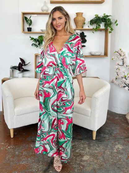 Double Take Full Size Half Sleeve Wide Leg Jumpsuit New Era Fashion LLc