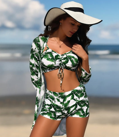 Women's 3-Piece Long Sleeve Swimsuit Set FitiqueFit