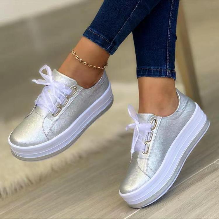 Single Large Size Casual European And American Lace-up Flat Round Toe Platform Women's Shoes See size chart under “more details” The Fashion Celestial