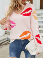 Colorful Lips V-Neck Sweater New Era Fashion LLc
