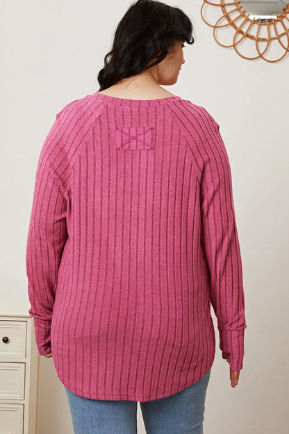 Basic Bae Full Size Ribbed Thumbhole Sleeve T-Shirt New Era Fashion LLc