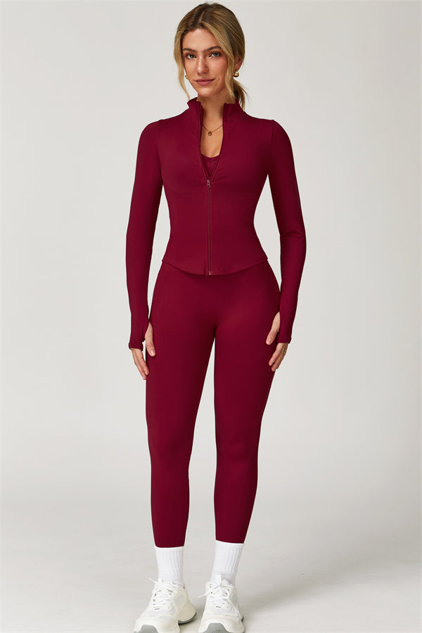The Delight Jacket Sports Bra Leggings 3-Piece Set Fitglutes Activewear Gymwear Sportswear & Workout Clothes