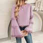 Elegant Socialite Trumpet Sleeved Top – Stylish Ruffled Blouse for Trendy Women Country in My Heart