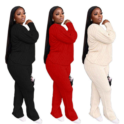 Fashion Casual Knitting Suit Long Sleeve Two-piece Sweater Grayceful LLC