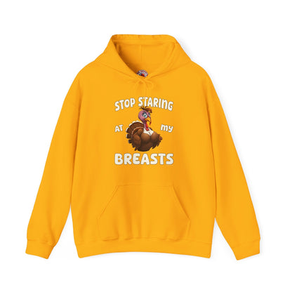 Stop Staring At My Breasts Hooded Sweatshirt The Devil's Pickle