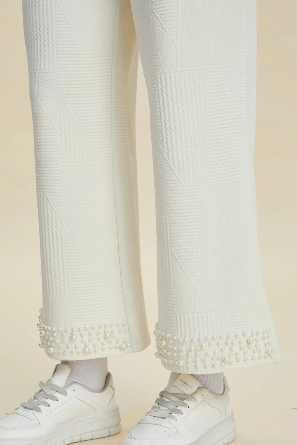 Double Take Full Size Pearl Detail Round Neck Top and Pants Set West2East Surf
