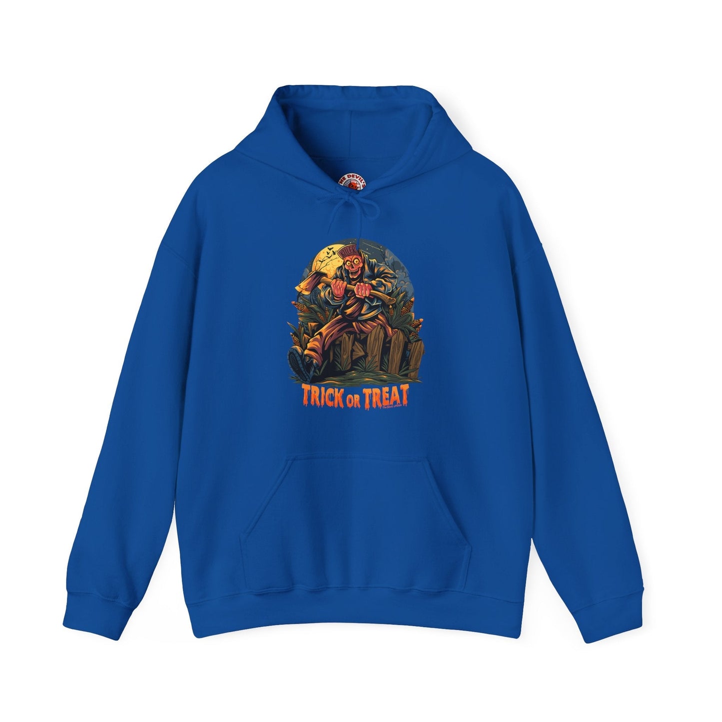 Axe Wielding Zombie Trick or Treat Hooded Sweatshirt The Devil's Pickle