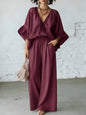 Women's Loose-Fit V-Neck Top & Wide-Leg Pants Two-Piece Set FitiqueFit