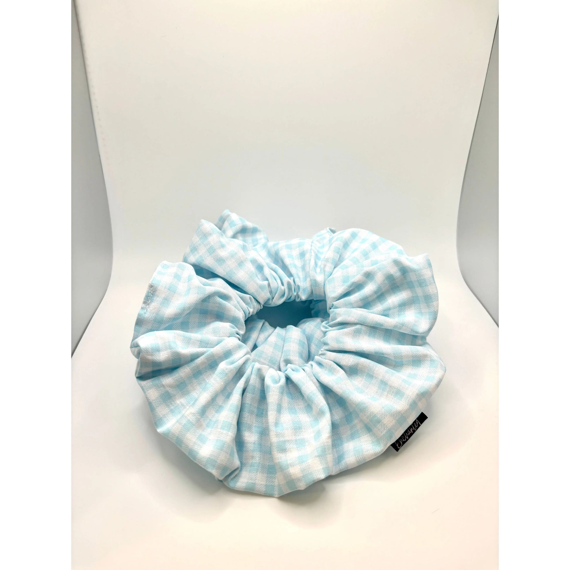 Light Blue Gingham Spring Scrunchie Enchanted Scrunch
