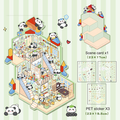 Landscape stickers large 3D stereoscopic scene collage miniature scene ledger stickers DIY stickers