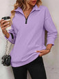 Women's Zipper Turtleneck Pullover Sweatshirt – Loose Long Sleeve FitiqueFit