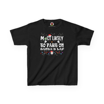 Most Likely To Fart On Santa's Lap Kids Tee The Devil's Pickle