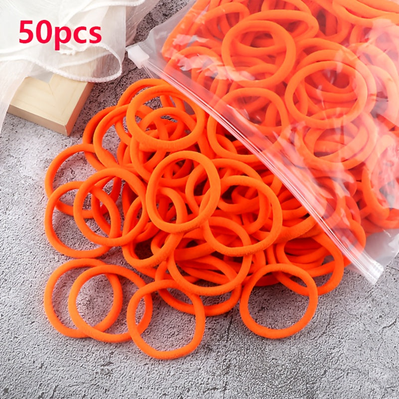 50pcs/Set Women   Basic Hair Bands 1.57inch Simple Solid Colors Elastic Headband Hair Ropes Ties Hair Accessories Ponytail Holder NovaCart