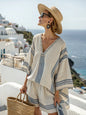 Women's Cotton Striped V Neck Top and Shorts Set FitiqueFit