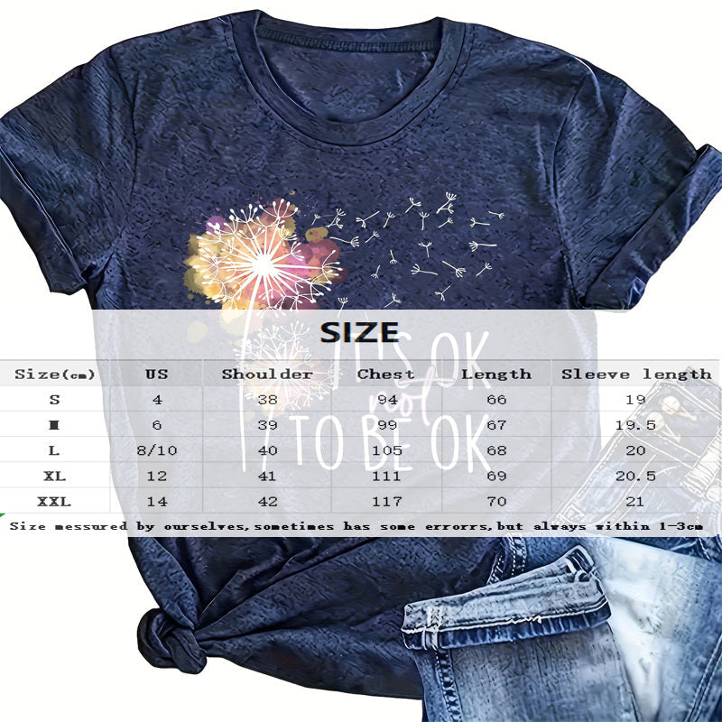 Women's Round Neck Short Sleeve T-Shirt, Summer Casual Tee FitiqueFit