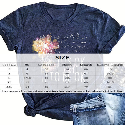 Women's Round Neck Short Sleeve T-Shirt, Summer Casual Tee FitiqueFit