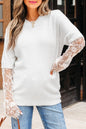Lace Patchwork Sleeve Faux Two-Piece Fuzzy Sweater Shop Style & More | Fresh Looks, Everyday Deals & Free Shipping