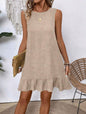 Women's Ruffle Lace-Up Mini Dress – Short Sleeve Loose Beach Dress FitiqueFit