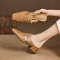 Retro Closed Toe Half Slippers | Women’s Low Heel Summer Sandals FitiqueFit