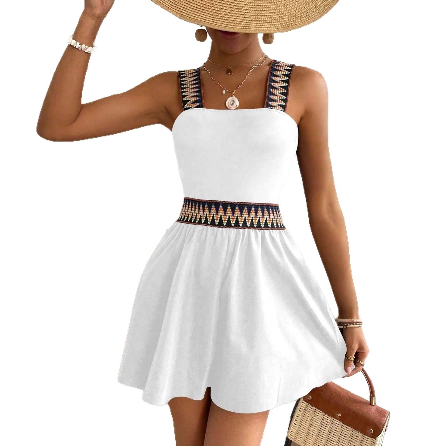 Women's Resort-Style Sleeveless Wide-Leg Jumpsuit with Cinched Waist FitiqueFit