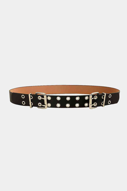 Stylish Chic PU Leather Two Row Eyelet Belt – Durable and Fashion-Forward Design See size chart under “more details” The Fashion Celestial