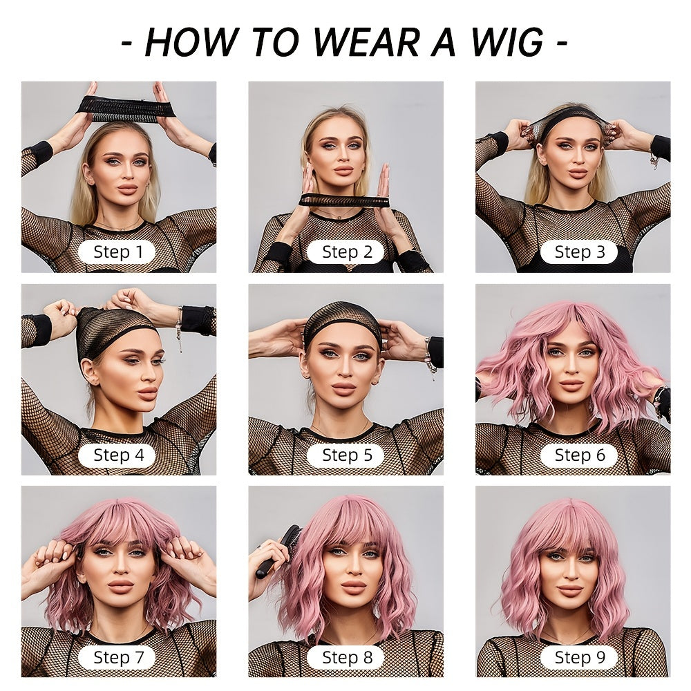 Long Wavy Brown Wig - Natural Style Synthetic Wig with Bangs and Curly Hair for Women NovaCart