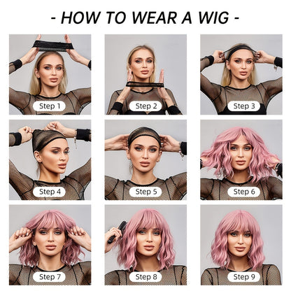 Long Wavy Brown Wig - Natural Style Synthetic Wig with Bangs and Curly Hair for Women NovaCart