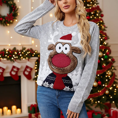 Loose Casual Parent-Child Gray Pullover Christmas Sweater FitiqueFit