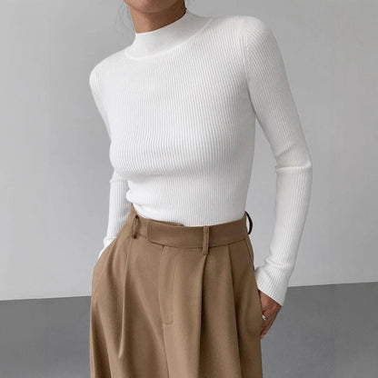 Women’s Tight Fit Crew Neck Knitted Top – Slim Sweater FitiqueFit