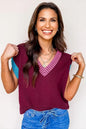 Colorblock V-Neck Cuffed Short Sleeve Sweater Shop Style & More | Fresh Looks, Everyday Deals & Free Shipping