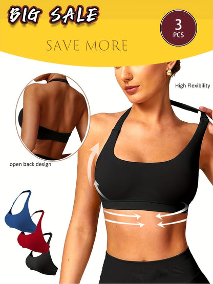 3-Pack Breathable Seamless Yoga Bras for Women FitiqueFit