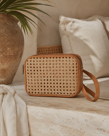 Vera Leather and Cane Belt Bag Village Thrive