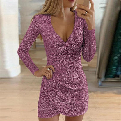 "Elegant V-Neck Sequin Mini Dress – Sexy Tight Fit Party Dress, Glamour for Women" Country in My Heart