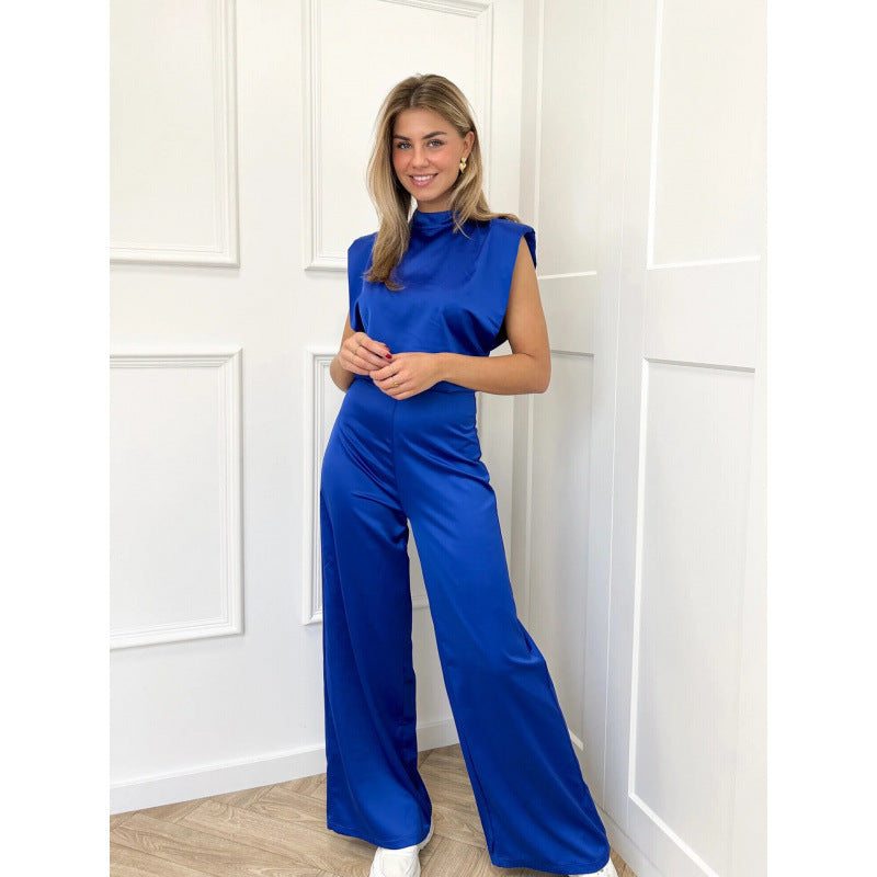Backless Evening Dress Jumpsuit Solid Color Casual Straight Pants Grayceful LLC