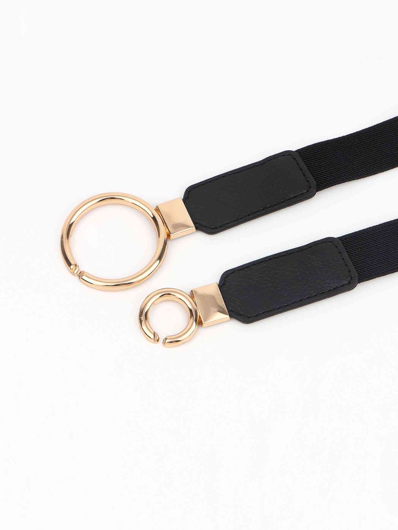 ElegantStyle Double Ring Buckle Elastic PU Belt – Adjustable Comfort Fit See size chart under “more details” The Fashion Celestial