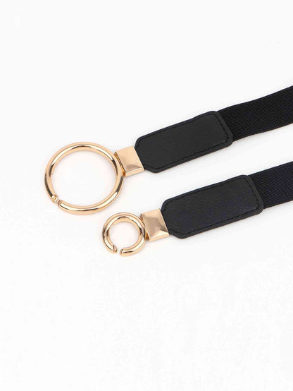 ElegantStyle Double Ring Buckle Elastic PU Belt – Adjustable Comfort Fit See size chart under “more details” The Fashion Celestial