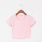 Navel-baring short-sleeved tight-fitting top
