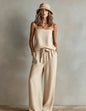 Women's Spaghetti Strap Cami Top & Wide-Leg Pants Two-Piece Set FitiqueFit