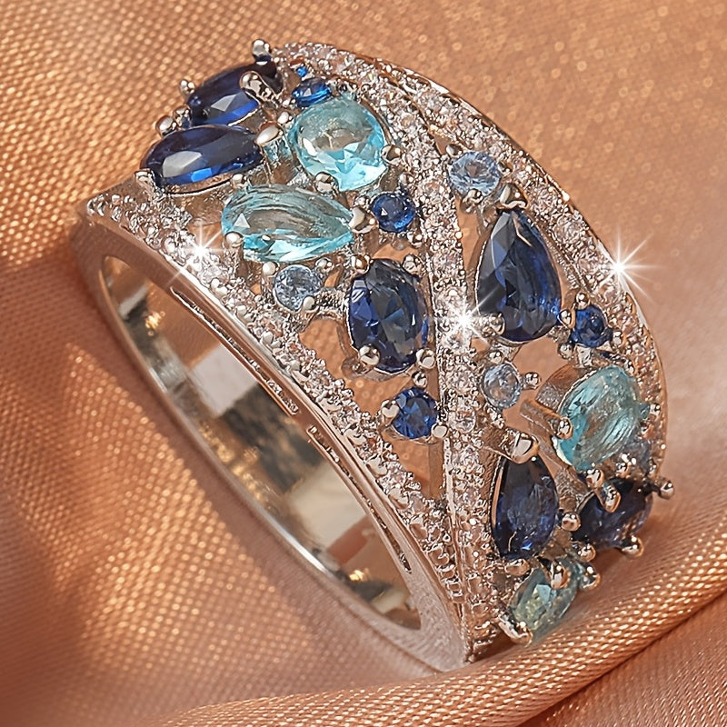 Bohemian Women's Couple Fashion Elegant Glass Synthetic Zirconia Gift Ring NovaCart